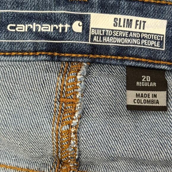 Carhartt Womens Rugged Flex Slim Fit Tapered Laurel Blue Jeans 104976 NWT 20 R - Picture 15 of 15
